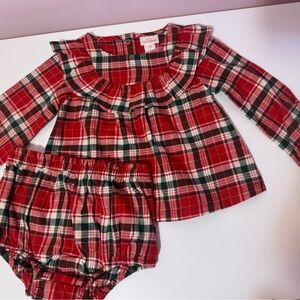 Cat & Jack Red Plaid Long-Sleeve Top and Bloomer Set NWT